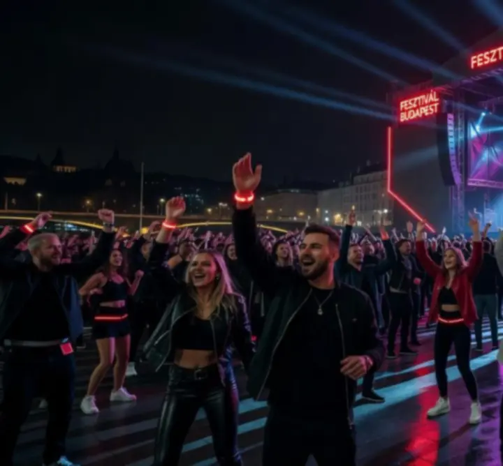 Cinematikus éjszakai fesztivál hangulat színpadi fényekkel